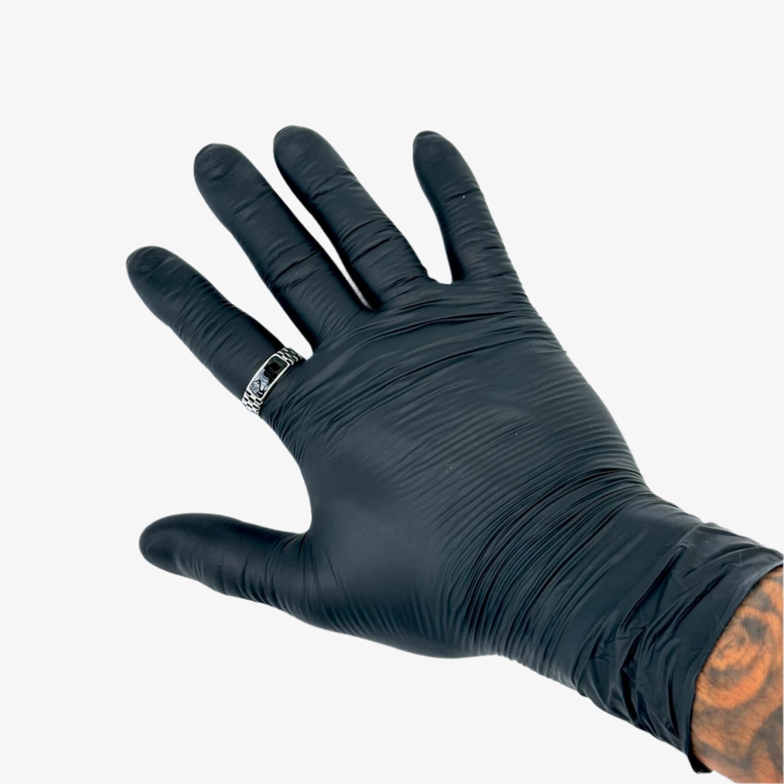 Black glove on a white background